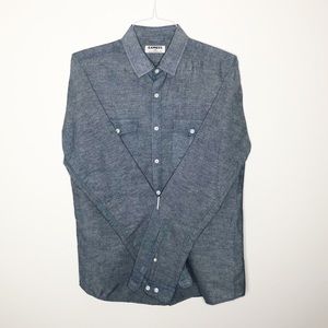Express slim Chambray soft wash blue button down